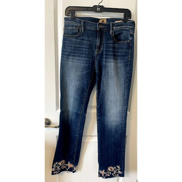 NWOT Driftwood Colette Stretch Denim Embroidered Floral Cuffed raw hem Jeans 29 - Picture 3 of 9